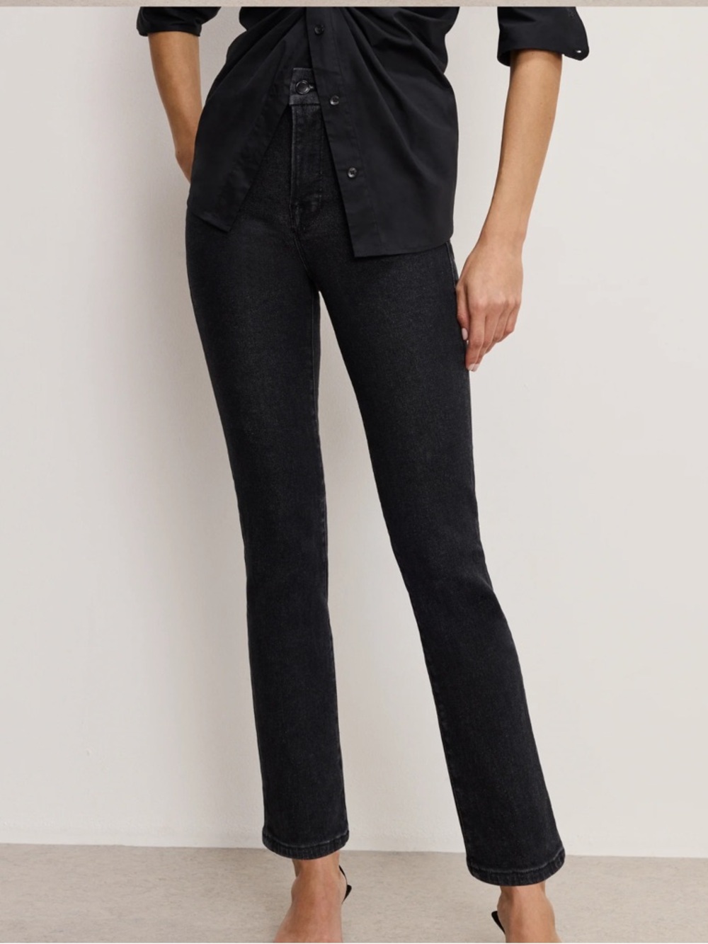 Good American Good Legs Straight Jeans Black faded women’s plus size 20